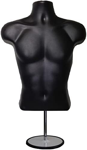 Мъжки Манекен под формата на Полуплатья с гърди и Настолна Метална Регулируема Поставка, за дрехи, Тениски, Якета, Джърси, Размер