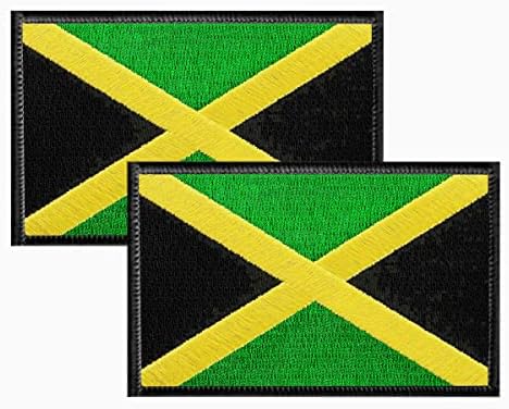 2 ПРЕДМЕТА, Нашивка с Флага на Ямайка, 2 × 3,15 инча, с Бродирана Апликация, Ямайски Ленти с Биркой на гърба си с плетене на една