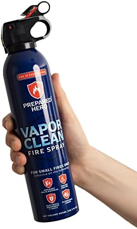 Противопожарен спрей Vapor Clean от Prepared Hero - 4 опаковки - Преносим пожарогасител за дома, колата, гараж, кухня - Работи при
