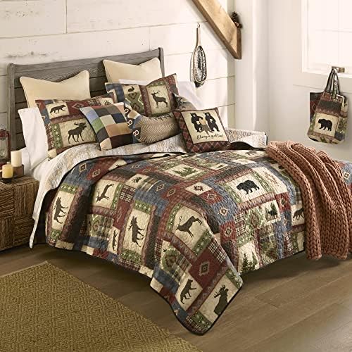 Комплект спално бельо Donna Sharp King - 3 предмет - Комплект стеганого одеяла Forest Grove Lodge с стеганым одеяло King и две възглавници King - машинно пране