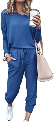 Женски Спортен костюм PRETTYGARDEN от две части, Пуловер с кръгло деколте и дълъг ръкав, Потници и Дълги Панталони
