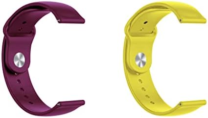 Быстросъемный каишка за часовник ONE ECHELON, съвместим с Samsung Gear Sport, 42 мм силикон каишка за часовник с ключалка на бутона, опаковка от 2 броя (лилаво и жълто)