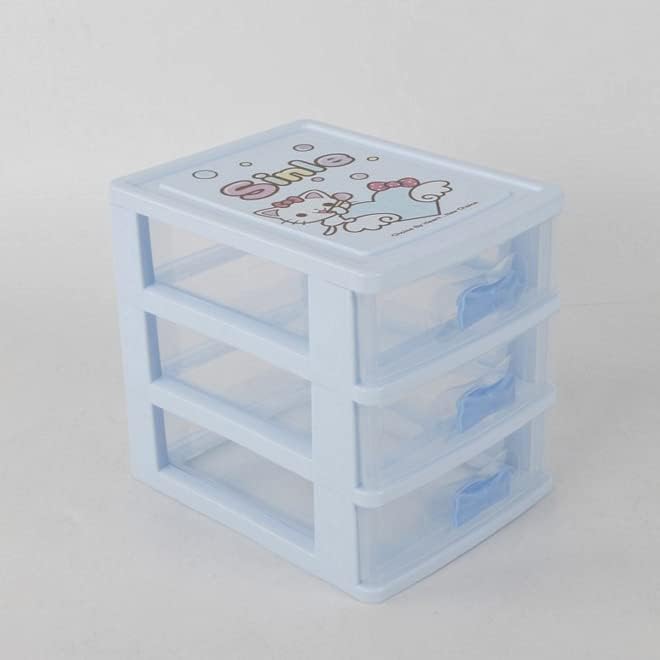 WQURC Красива Приемна кутия за съхранение С многослойными Настолни Осиновени чекмеджета със синя дръжка във формата на banta (четири слоя (7,06 х 5,22 х 8,05 инча))