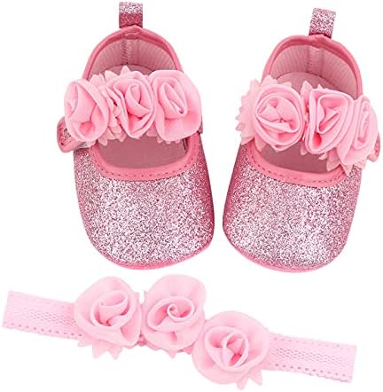 Zanjkr/Обувки-машина За момчета, деца, малки Момичета, Искрящи Цветя, Обувки Принцеса, Превръзка на главата, Детски спортни обувки (Розово, за деца от 5 м)