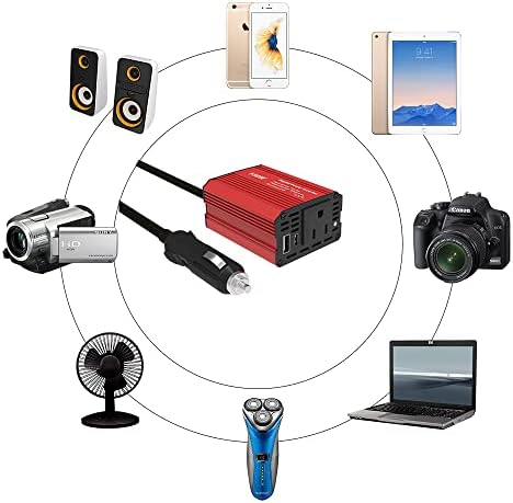 Автомобилен Инвертор BXE, Зарядно за Кола, Конвертор USB + Type-C, Двоен Интерфейс, Безшумен Вграден Предпазител за Мобилен телефон, Компютър, Вентилатор, Камери и т.н
