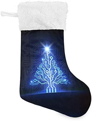 Коледни Чорапи PIMILAGU Коледа Технологии под формата на коледни Елхи, 1 Опаковка 17,7 инча, Окачени Чорапи за Коледна украса