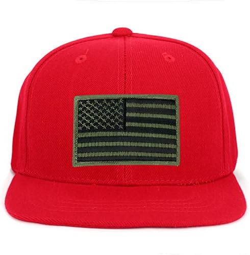Бейзболна шапка Armycrew Младежки размер Цвят на Зехтин с Нашивкой Американски Флаг с Плосък Клюн възстановяване на предишното положение