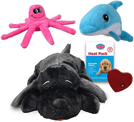 Snuggle Puppy - Комплект от меко плюшено малка Октопод и Делфините от туф - Идва с играчки Snuggle Puppy и малки твърди играчки за кучета с пищалкой, устойчиви на пробиване