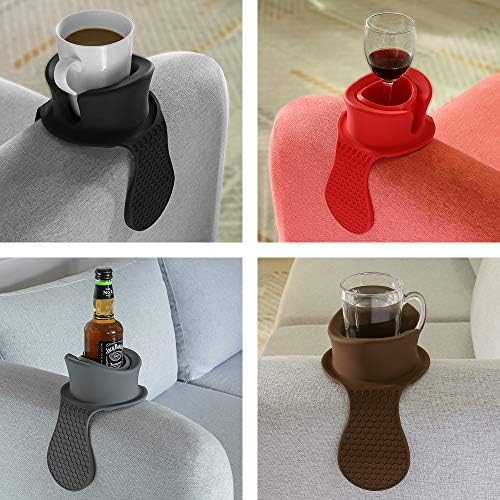 Поставка за чаши за дивана - Watruer Перфектен Силиконов държач за напитки със защита от разливане за вашия диван или дивани - Кафяв