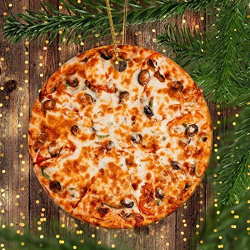 3-Инчов Сирене, Пеперони Пица Цитат Украса на Храна Пица Кръгли Коледна Украса за Деца, Момчета, Момичета Висящи Украшения за Коледна
