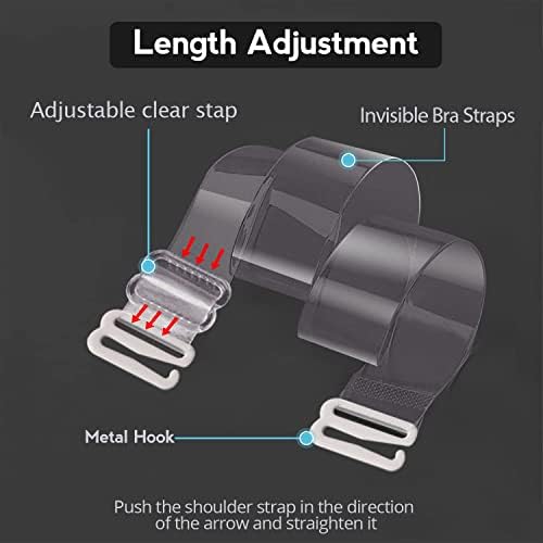 Прозрачна Лента за сутиен GUKOY, Невидим Регулируема презрамка, 4 Чифта Сменяеми Прозрачни Меки Нескользящих Презрамки за сутиен