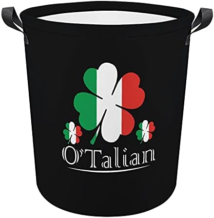 O ' Talian Ирландски 4-Листа Детелина Италиански Флаг Кошница за Дрехи от Плат Оксфорд с Дръжки Кошница за Съхранение на Играчки