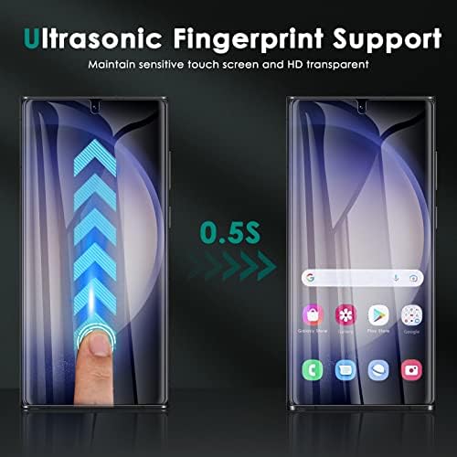 допълнителна [3 + 3 опаковки] Защитно фолио за дисплея на Samsung Galaxy S23 Ultra [Не стъклена], поддържа отпечатък от пръст, самовосстанавливающаяся, с пълно покритие Гъвкава ф