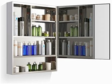 Комплект за баня от неръждаема стомана, за използване във влажни и мокри / Сухи помещения, Стенно огледало с чекмедже за съхранение на козметика / бръснене или за по?