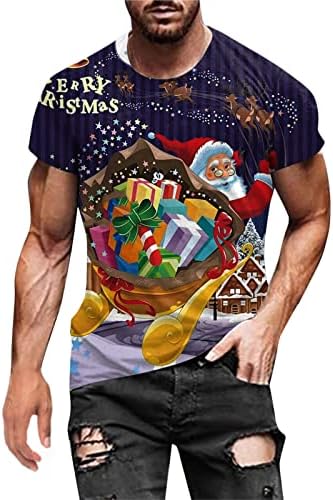 ZDDO Коледни мъжки тениски Solider с къс ръкав, Забавни Коледни тениски с Принтом Дядо Коледа, Спортни плътно Прилепнали тениски с графичен дизайн