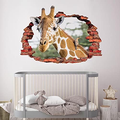 Забавен стикер за стена с жирафа - System Wall Art 3D Принт За дома - декорация на стените във формата на животно Жираф - декорация