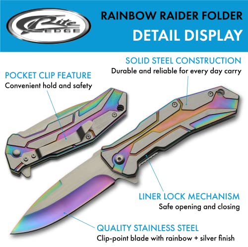 SZCO Доставя с 8-инчов Джобен нож Rainbow Tech Assisted Open Folding EDC Utility С клипс