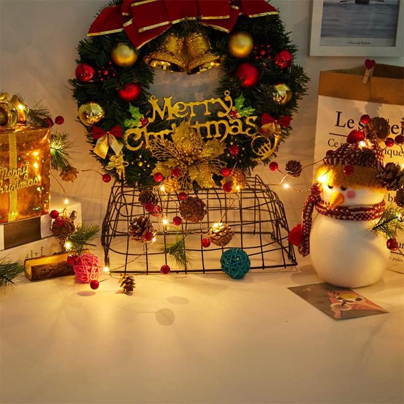 Gaiett 6,5 Фута Декор Коледни Гирлянди от борови шишарки, 20 Led Коледни Гирлянди от борови шишарки, Коледна Декор на Червени горски