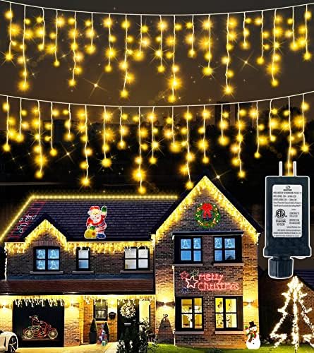 BPAZVUH 438ft 1200 led удължен струнен лампа (многоцветен) 66ft 611 led лампа-Icicle с 141 капка, Декоративни осветителни Тела за дома, Елха, Двор, Коледна украса за сватбени партита (то?