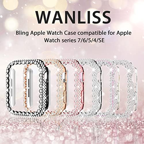 WANLISS 2 опаковката е Блестящ, Завързана калъф, Съвместим с корпус Apple Watch 41 мм Series 7, Защитен калъф с тройно кристал и
