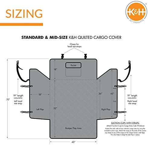 K & H PET PRODUCTS Ватиран джоб за товарен автомобил сив Стандартна / среден размер, 54 инча