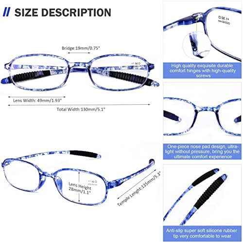 AQWANO Компютърни Очила за Четене със Заключване Синя Светлина Comfort TR90 Гъвкави Рамки с Антирефлексно Покритие UV400 за Четене