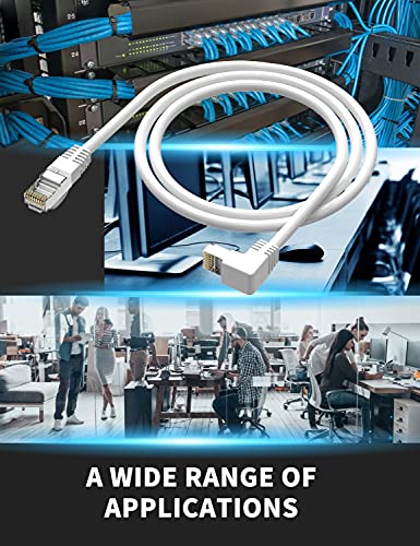JUXINICE CAT6 Ethernet Пач-кабел Бял RJ45 LAN Gigabit мрежов кабел UTP cat 6 Кабел под ъгъл 90 градуса нагоре, честотна лента от 250 Mhz 1 gbps за КОМПЮТЪР, рутер, модем, принтер, Xbox, PS4, PS3-3Feet