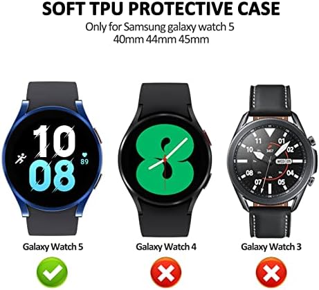 Съвместима със защитен калъф Samsung Galaxy Watch 5 40 мм 44 мм, защитен калъф Galaxy Watch 5 LTE 44 мм/ 5 Pro 45 мм, защитен калъф