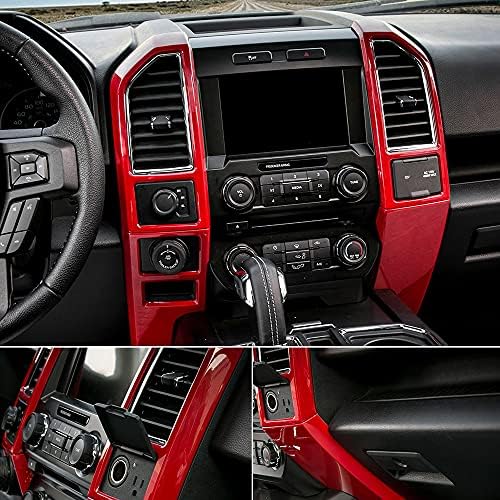 BOYUER 4 бр. ABS Екран на Централната Конзола на арматурното табло, Странични Климатик A/C Вентилационна Панел Рамка Тапицерия Аксесоари за Ford F-150 2015-2020 (Ярко червено)