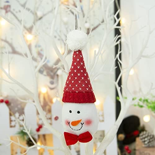Коледна Украса Карикатура Вязаная Плат Кукла Окачване Коледна Елха Старецът Снежен Човек Висулка Коледна Украса Кристален Венец От Перли Led Светлини