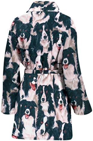 Женски халат с шарени кучета collie