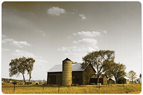 Foldout Селски подложка за домашни за храна и вода, Американска Селска местност през Пролетта на Ретро стил с Шарките на Селскостопански