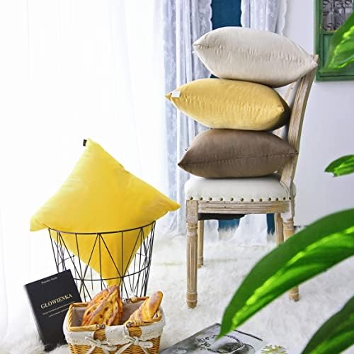 Калъфки SJATMMA 18x18 Инча за мека мебел, комплект от 2 Жълти и Кадифени Декоративни покрива възглавница за диван и легло, квадратни