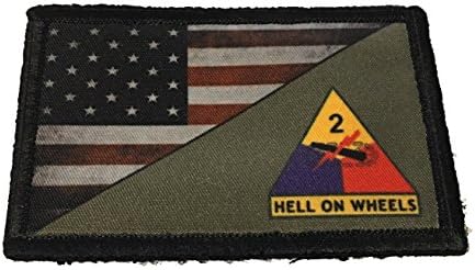 Пълноцветен Флаг 2-ра бронетанкова дивизия на САЩ, нашивка на морала на тактически военни. Кука 2x3 Произведено в САЩ Е идеален за вашия раницата си, пътна чанта, екип?