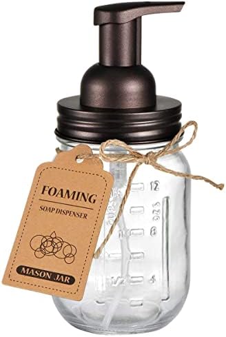 Опаковка за сапун Mason Jar с пенящейся капак от неръждаема стомана / Помпа за пяна, и не съдържа BPA, със стикери на дъската - Опаковка за сапун за ръце в стил селски къщи, ?