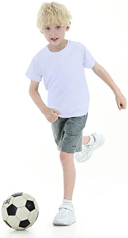 ALAVIKING на бързо съхнещи Детски Тениски с Къс Ръкав Основна Спортна Тениска за Бягане за Момчета и Момичета 3-12 Години