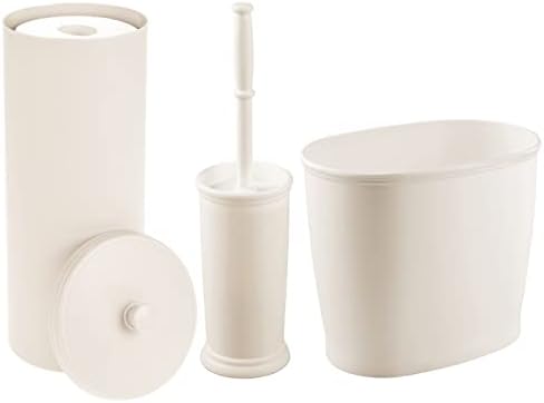 Модерен Пластмасов Набор от аксесоари за съхранение и почистване в банята mDesign - Включва четка за миене на съдове, кутия за тоалетна хартия в 3 ролка, кошче за боклук