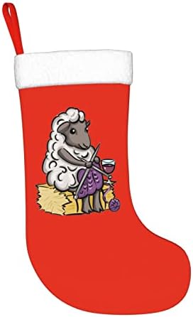 Waymay Плетене Овце Коледа На Отглеждане 18 Инча(А) А) Коледен Окачен Чорап Класически Празнични Украси Чорапи