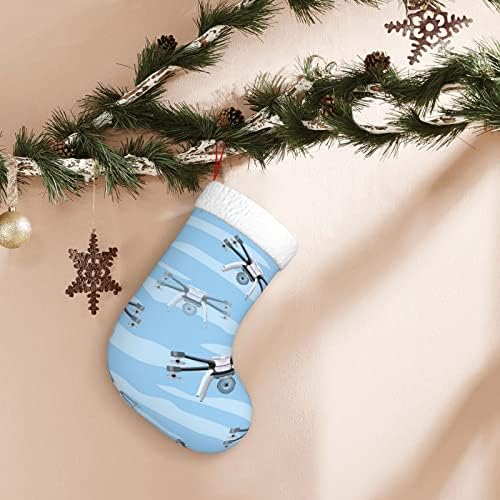 Waymay Безпилотни Летателни Апарати, Летящи Коледа На Отглеждане 18 Инча Коледен Окачен Чорап Класически Празнични Украси Чорапи