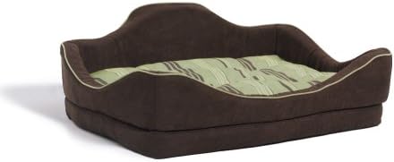 Дизайнерско легло за домашни любимци MidWest Quiet Time 36 на 24 инча с възможност за сгъване на облегалката Camelback, Зелено-кафяв
