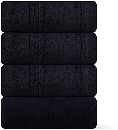 Комплект Хавлиени Кърпи / хавлии Големи размери, 4 Черни Много Големи Хавлиени Кърпи 35 x 70, Висококачествени Хавлиени Кърпи от