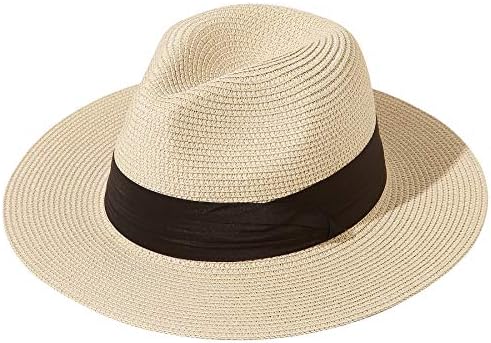 JOYEBUY Дамски Сгъваема Лятна Сламена Шапка UPF50 С Широка Периферия Fedora Sun Beach шапка