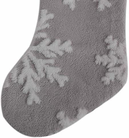 Комплект Gireshome от 3 бр. сиво шерп-боди под формата на Снежинки със същата белезници, коледни чорапи на ультрамягкой руното лигавицата-10