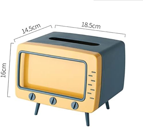 KLHHG TV Кутия за салфетки Тенис на опаковка За Съхранение Калъф за Салфетки Органайзер с Притежателя на мобилен телефон (цвят-Жълт)