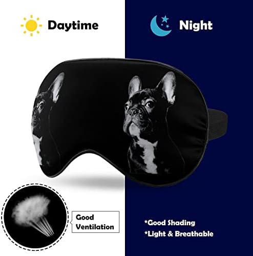 Черен Френски Булдог Забавно Маска За Очи За Сън Мека Превръзка на Очите с Регулируема Каишка Нощна Сянка за Мъже Жени