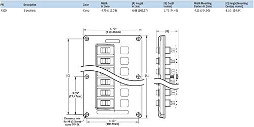 Blue Sea Systems 4325 Водоустойчив Панел за автоматичен прекъсвач, Камуфляжная, 6 Разпоредби