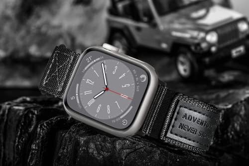 Спортен каишка Apple Watch съвместим с Apple Watch Ultra Series 8 SE 7 6 5 4 3 2 1, въжета iWatch за мъже и жени, Дишащи найлонови въжета Apple Watch велкро за iWatch 44 mm/45 mm/ 49 мм/42 мм, черен цвят