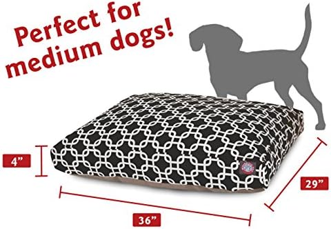 Черна Правоъгълна Легло за домашни кучета Средни Black Links Подвижен Миещ се Калъф От Majestic Pet Products