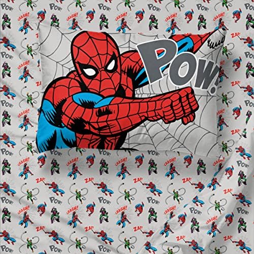 Комплект спално бельо Marvel Spiderman Спайди VS Twin Size на 5 позиции - Включва в себе си одеяла и кърпи - Супер Мек, устойчив на избледняване, микрофибър (Официален продукт)