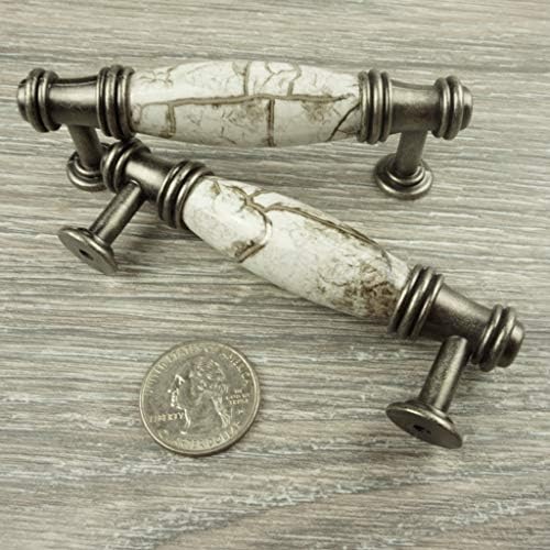 Център декор собствените си ръце: 10 чекмеджета от старо сребро 3 инча със сив мрамор акцент. Идеален за използване като дръжки